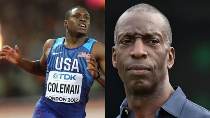 Christian Coleman reacts to ongoing controversy between Michael Johnson and Tara Davis Woodhall after the former claims of 'saving track'