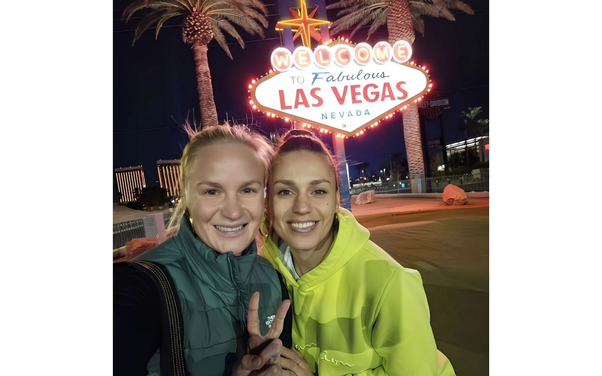 Valentina and Antonina pose for a night photograph [Image courtesy: @bulletvalentina on Instagram]