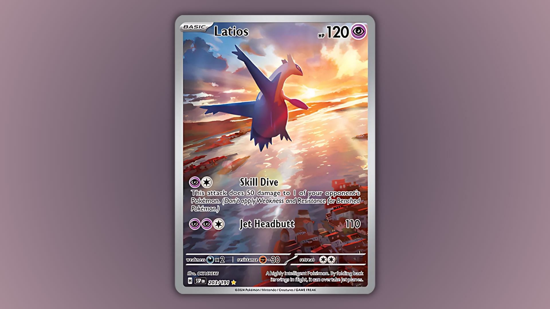 Latios' card in the Surging Sparks expansion (Image via The Pokemon Company)