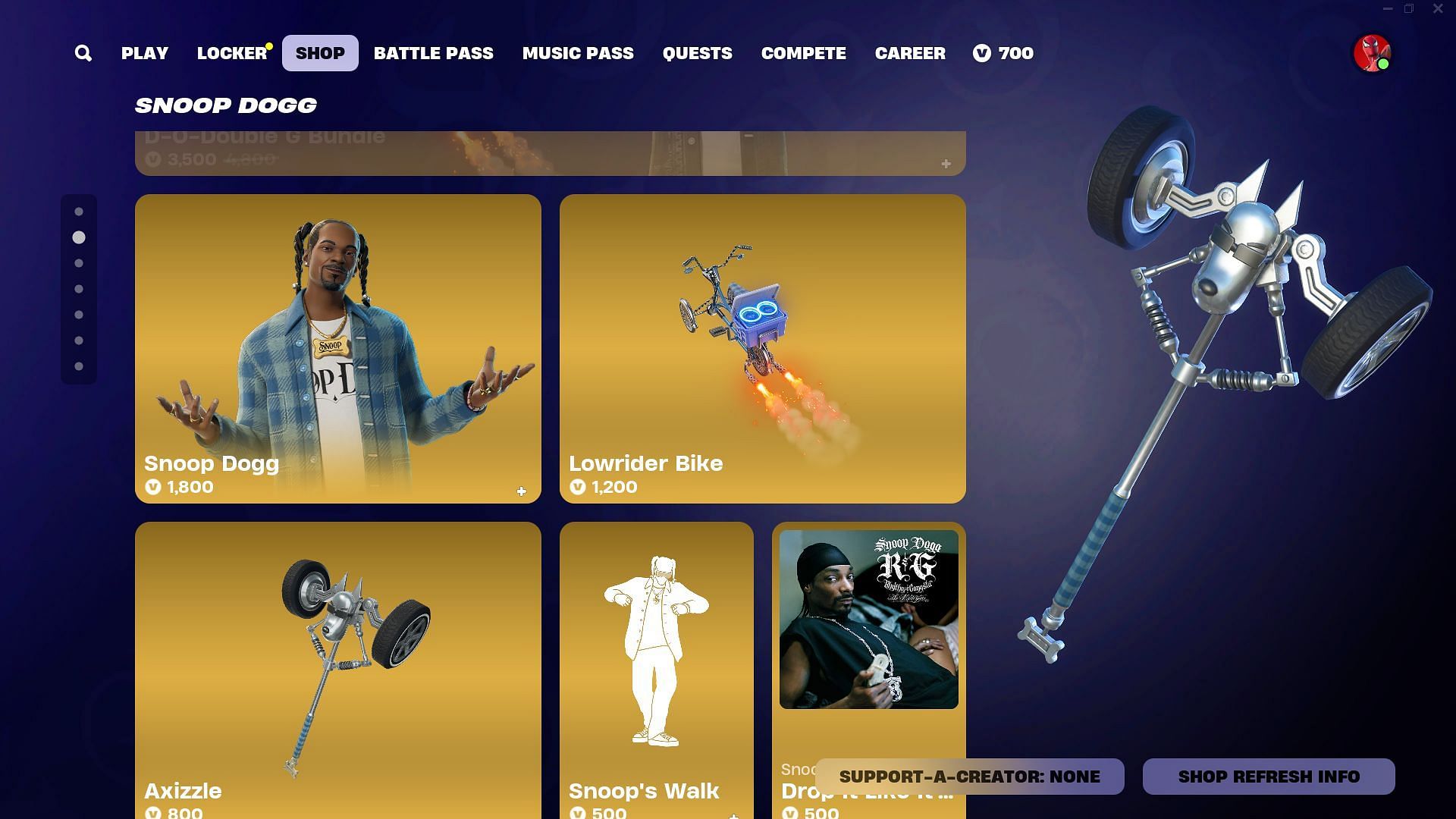 You can purchase the Snoop Dogg skin in Fortnite separately (Image via Epic Games)