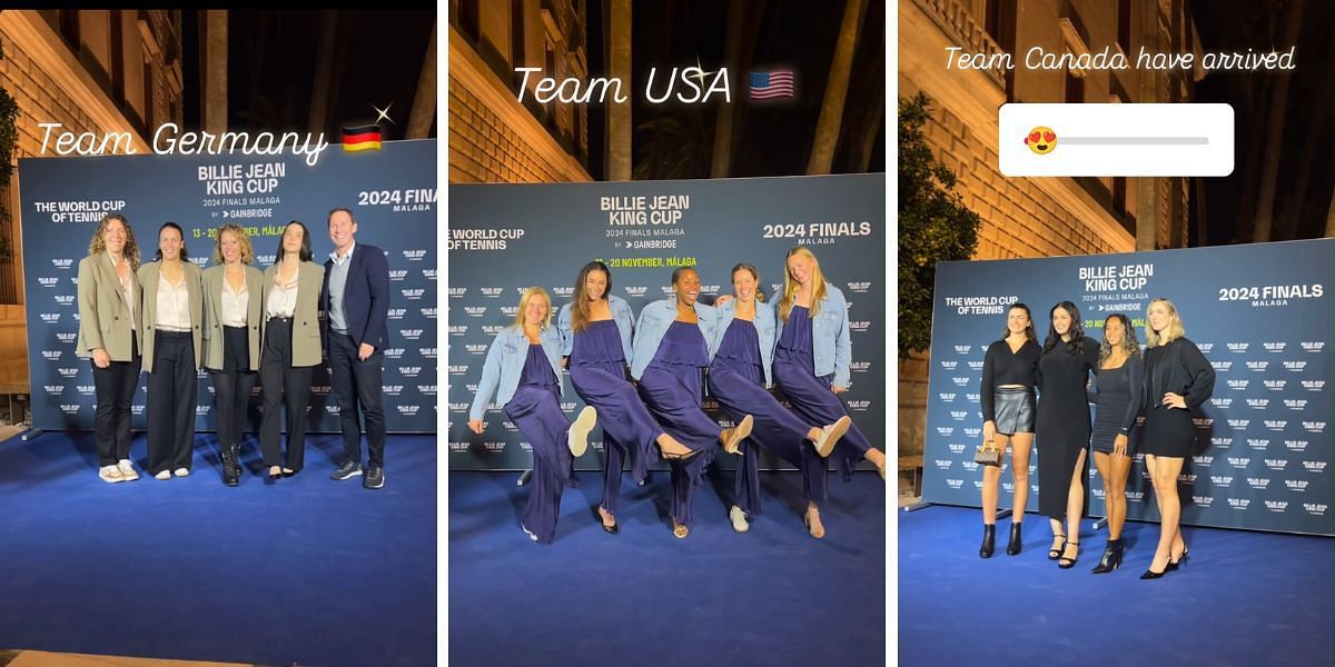 USA, Canada and Germany BJK Cup teams at reception gala (via Billie Jean King Cup Instagram)