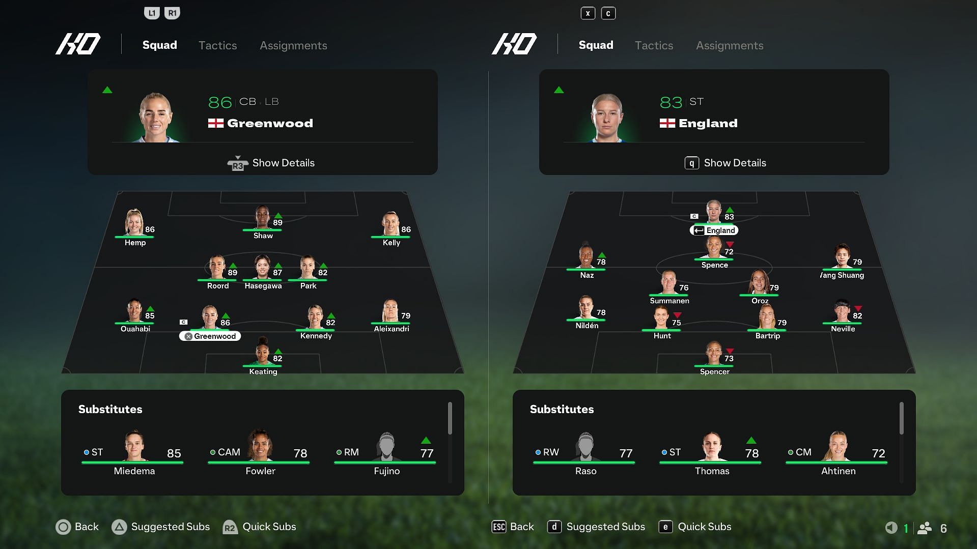 Manchester City vs Spurs in EA FC 25: Formation comparison (Image via EA Sports)