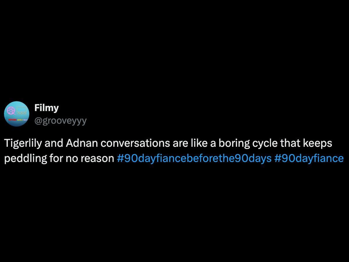 90 Day Fianc&eacute; fans react to Tigerlily and Adnan&#039;s argument (Image via X/@grooveyyy)