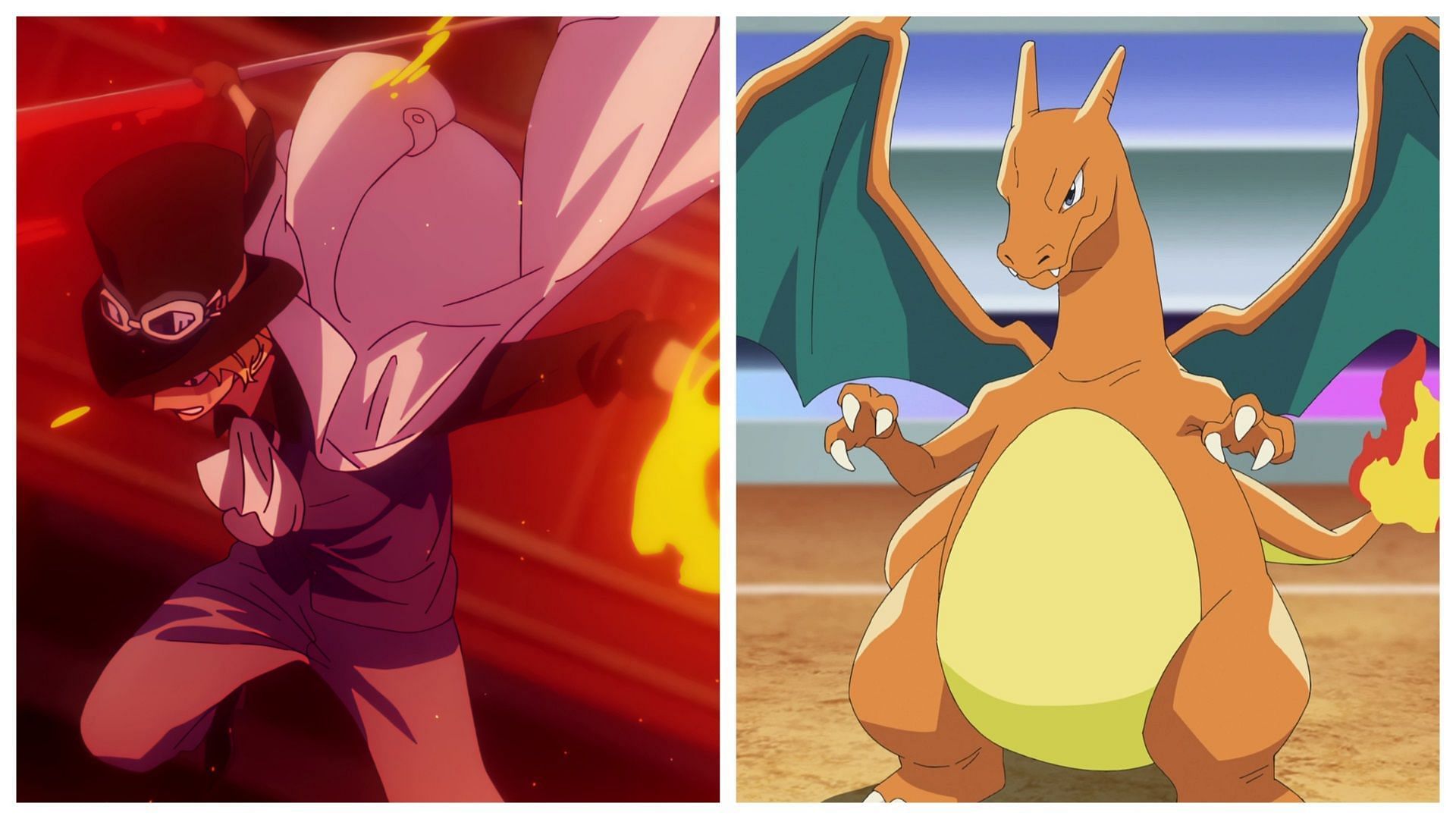 Sabo in One Piece and Charizard in Pok&eacute;mon (Image via Toei Animation/The Pok&eacute;mon Company)