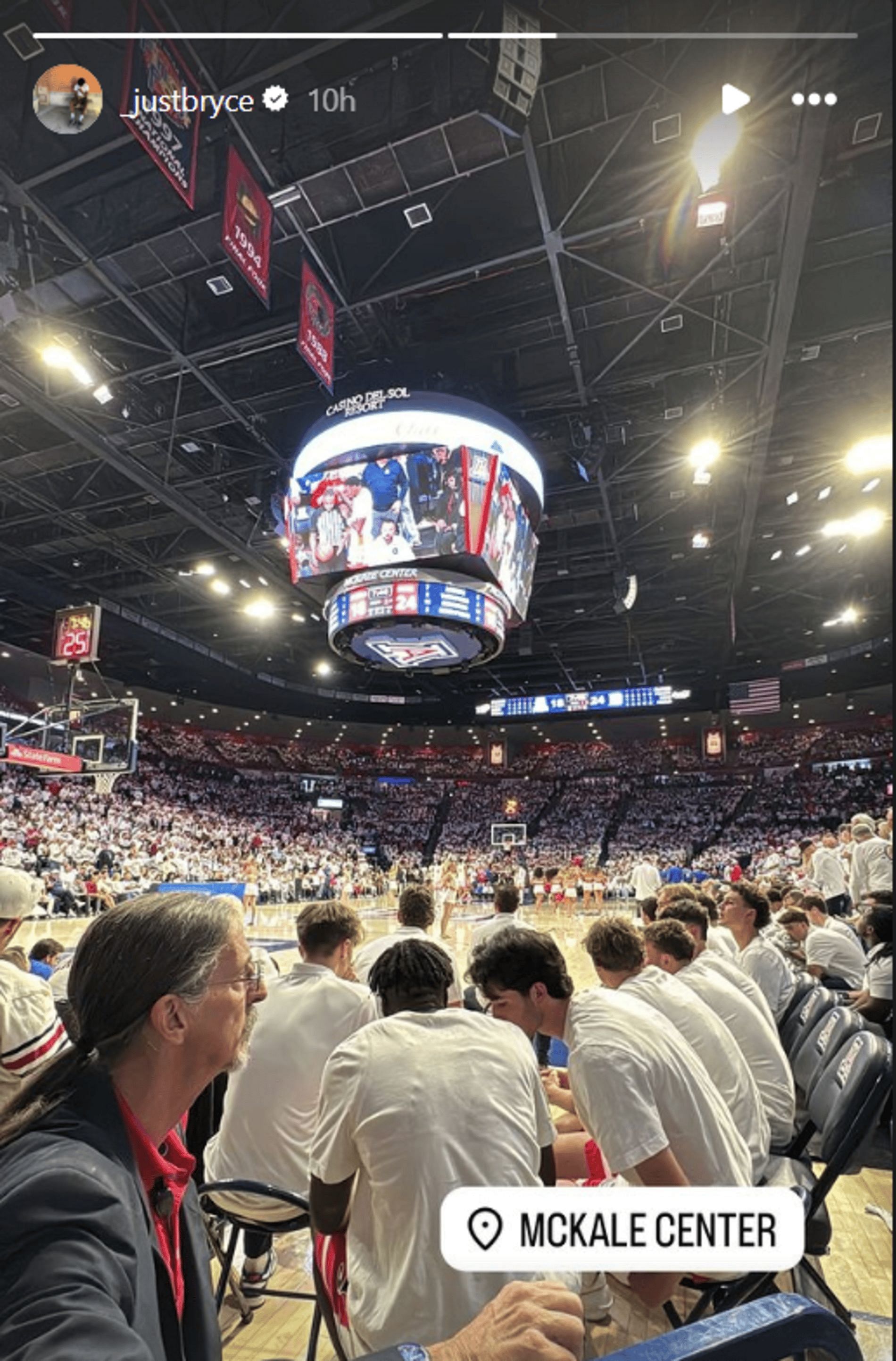 Bryce James watches Duke vs. Arizona game (Source: Instagram/_justbryce)