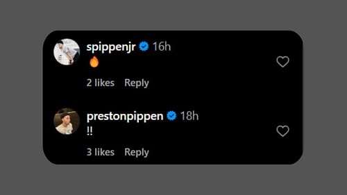 Scottie Pippen's sons comment on their sister's IG post. (Credits: @sophiapippen33/Instagram)