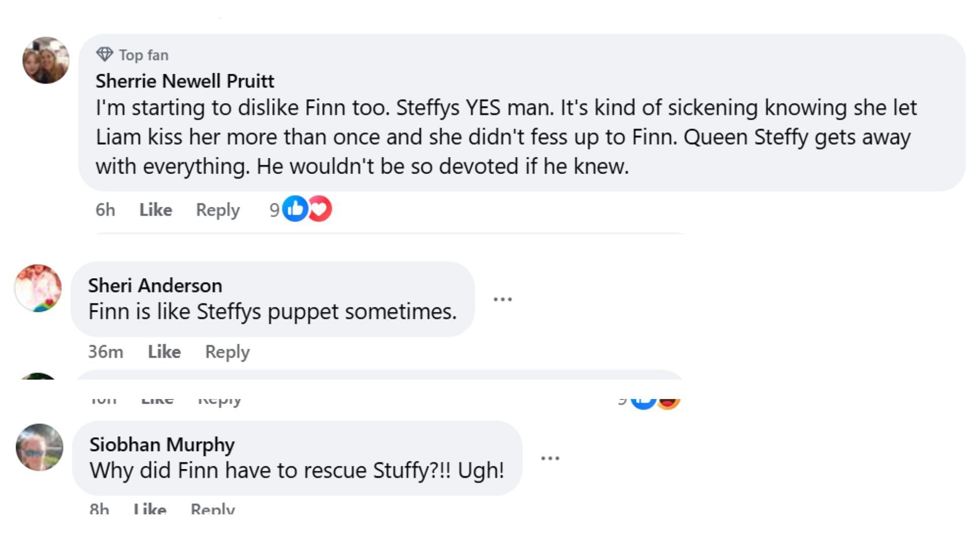 Upset viewers rejecting Finn&#039;s response (Image via Facebook/The bold and the beautiful Worldwide-Voice of the Fans)