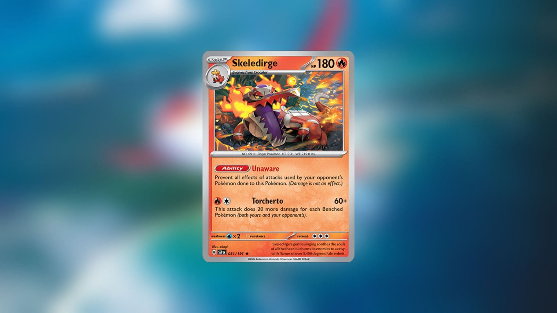 Skeledirge is cheap to set up, and can deal triple-digit damage for only two energies (Image via The Pokemon Company)