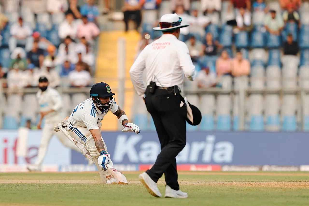 Virat Kohli was run out while attempting a non-existent run in India&#039;s first innings of the third Test against New Zealand. [P/C: BCCI]