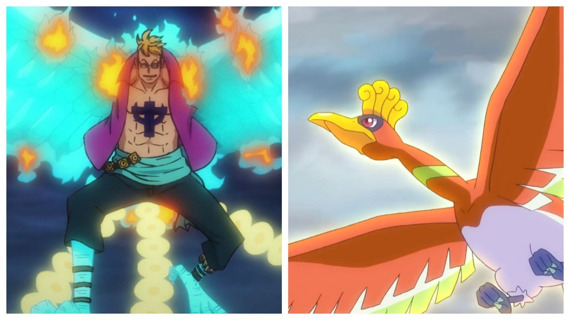 Marco in One Piece and Ho-oh in Pok&eacute;mon (Image via Toei Animation/The Pok&eacute;mon Company)