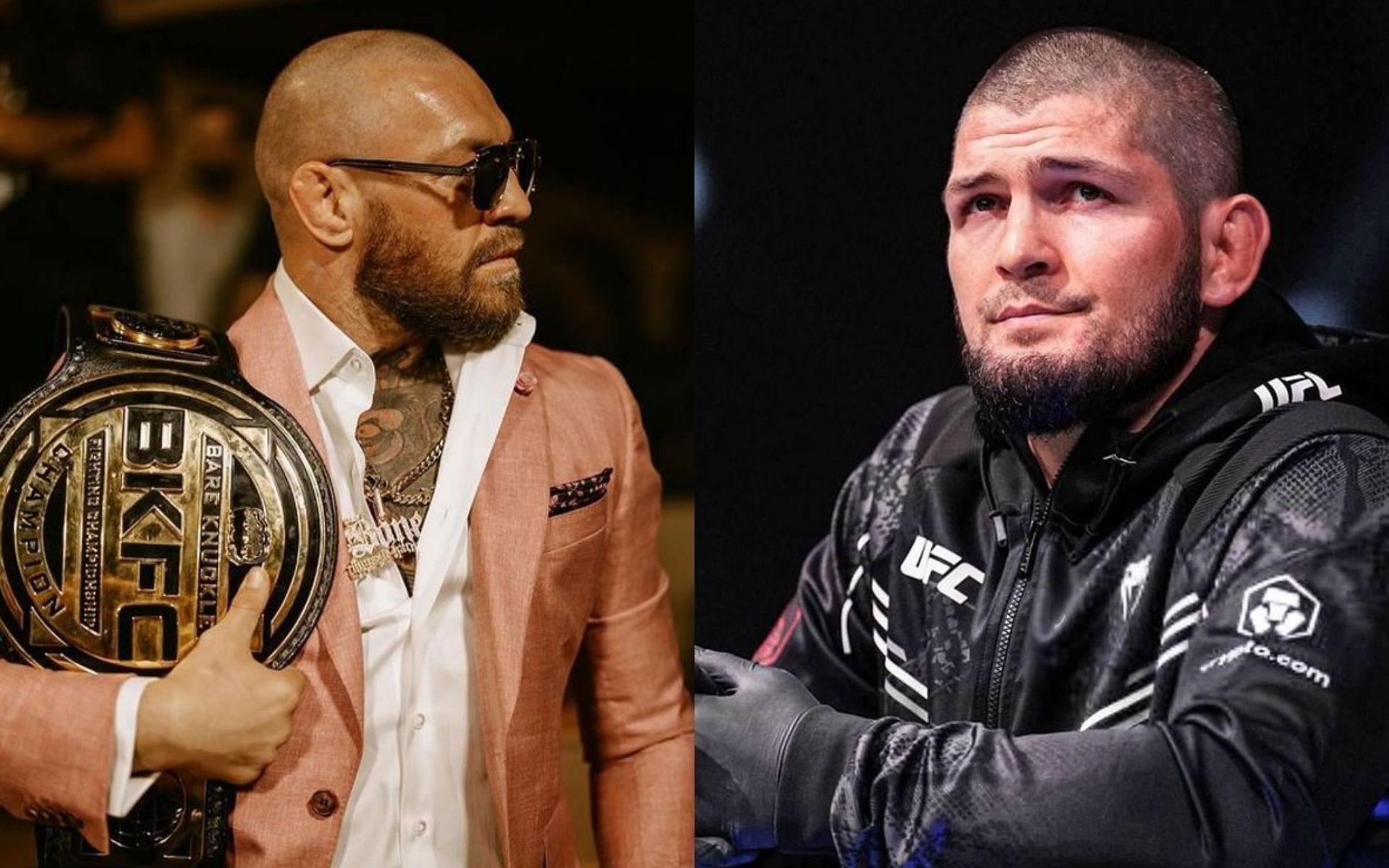 Conor McGregor (left) might come face-to-face with Khabib Nurmagomedov (right) at a PFL event in Dubai early next year. [Image credit: @thenotoriousmma, @khabib_nurmagomedov on Instagram]