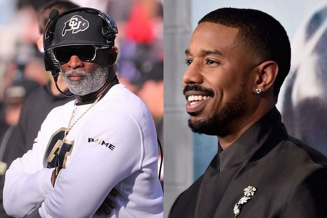 Michael B. Jordan left in splits after Lou Young hilariously mimics Coach Prime arguing with referees during game against Texas Tech