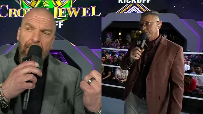Triple H booed by fans after statement before WWE Crown Jewel; Michael Cole saves him