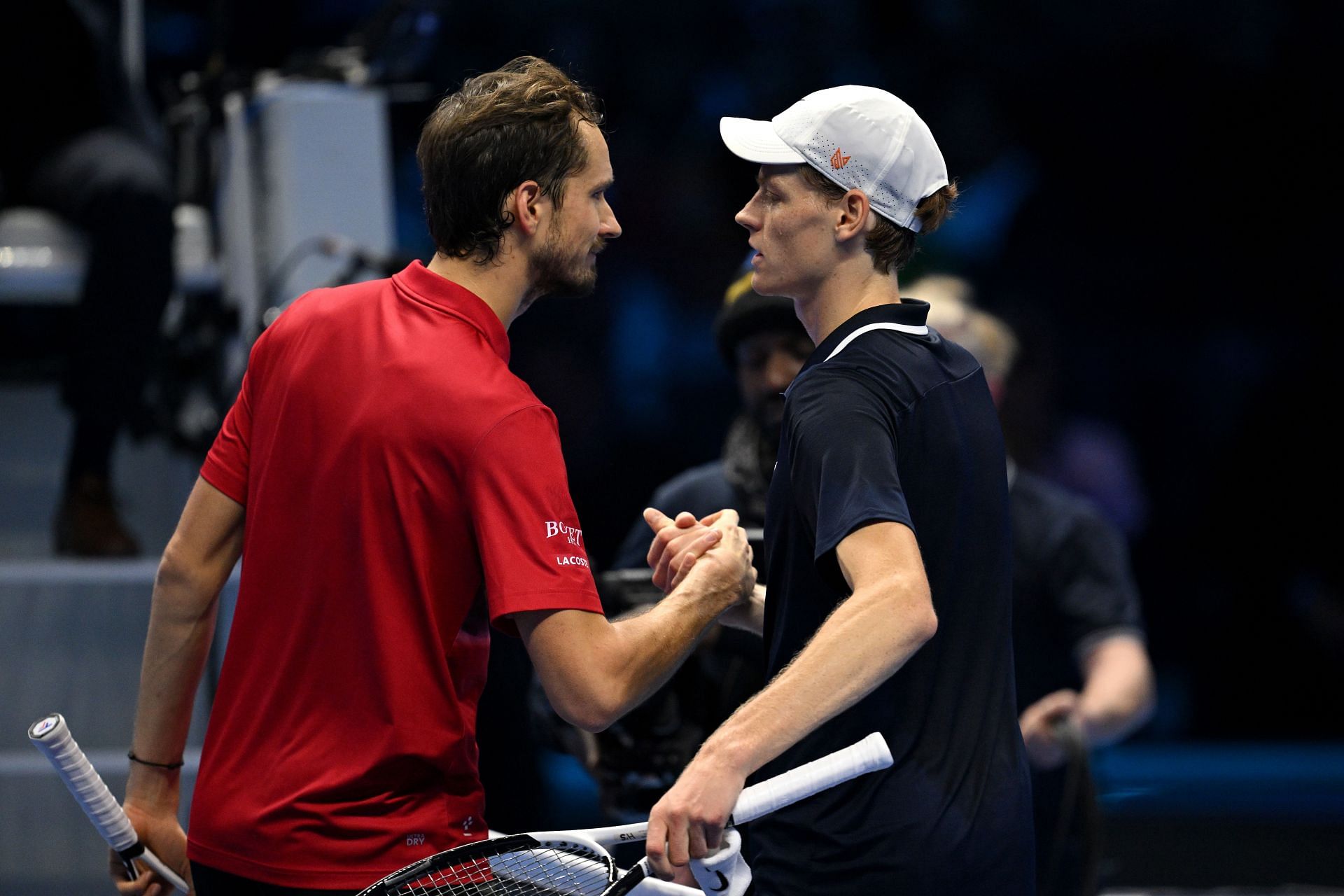 Daniil Medvedev and Jannik Sinner after their match at the 2024 ATP Finals (Image Source: Getty)