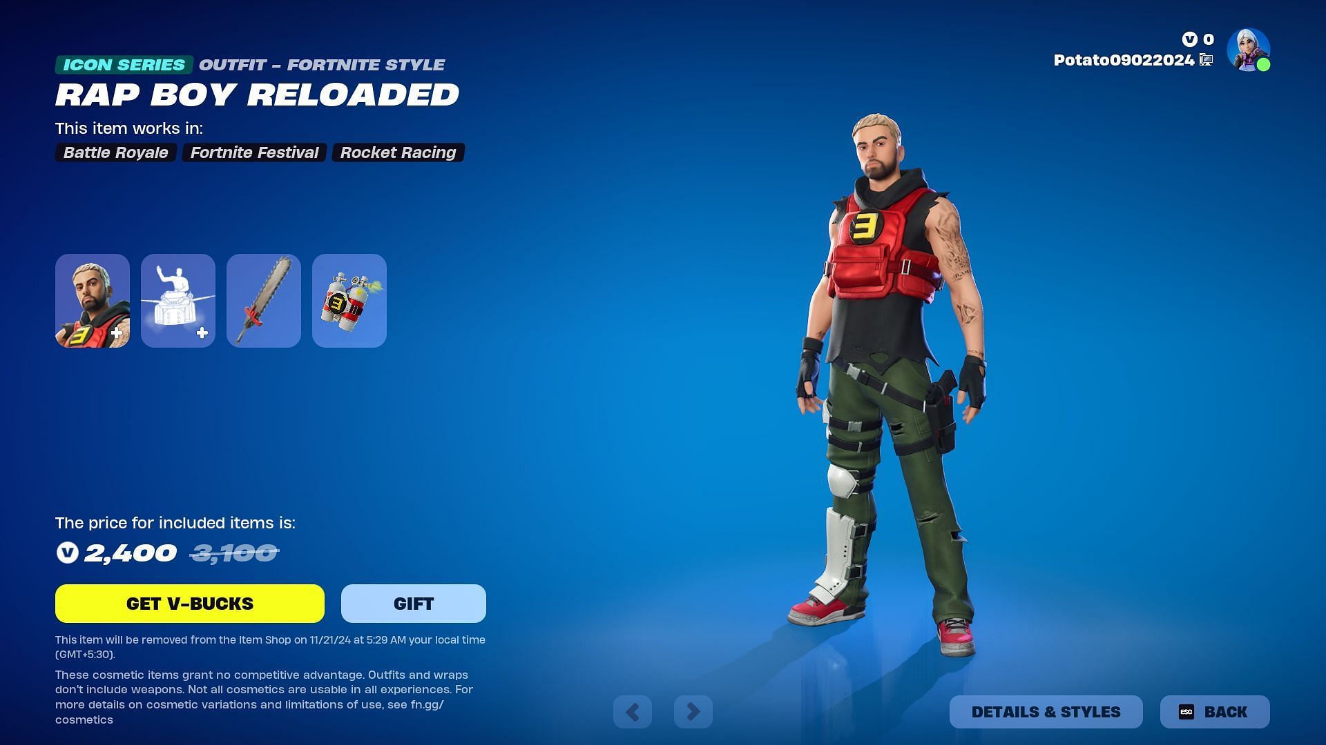 Eminem Skin in Fortnite will remain listed until November 21, 2024 (Image via Epic Games)