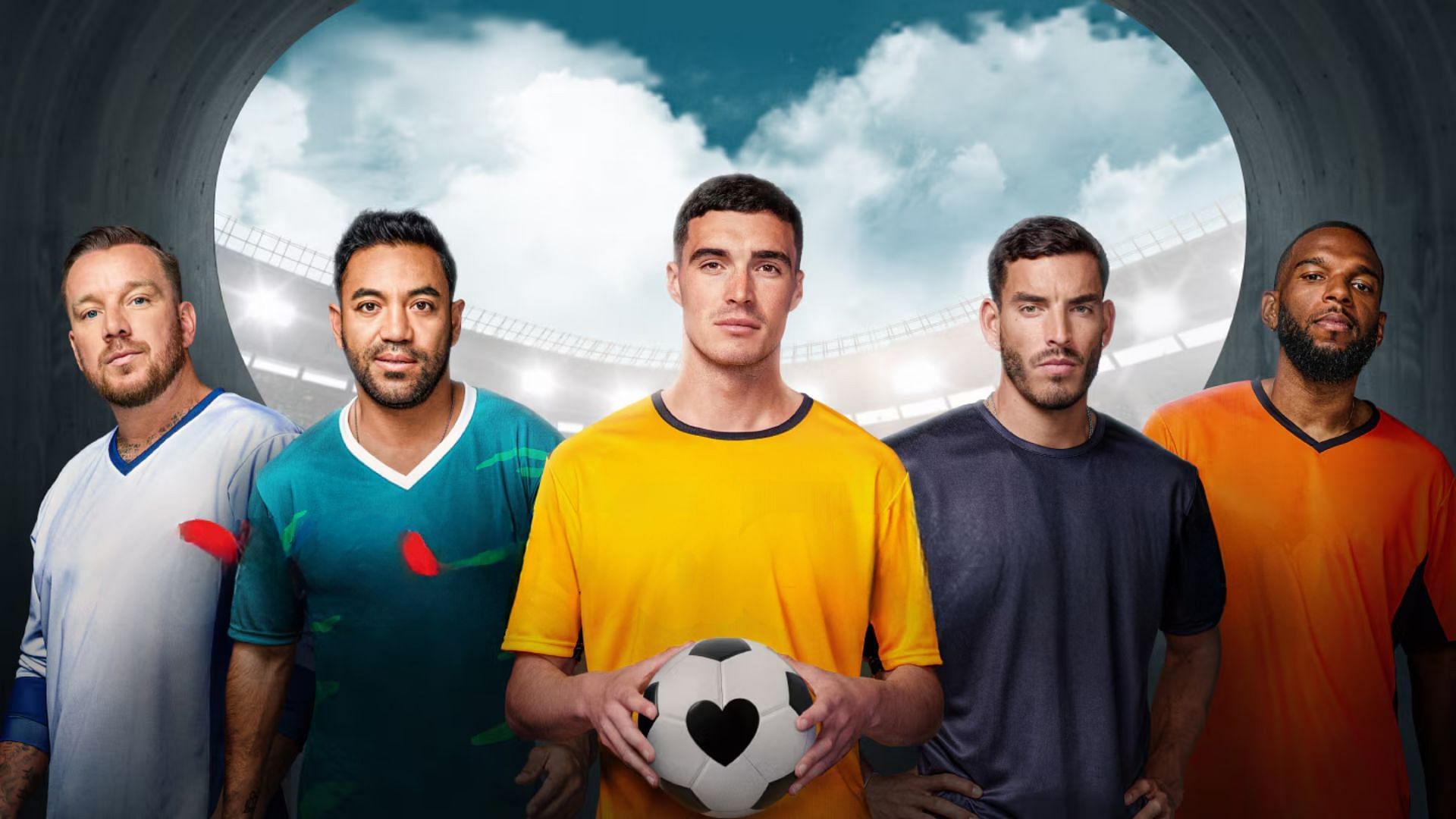 Five international soccer stars look for love in this fun show (Image via Peacock)