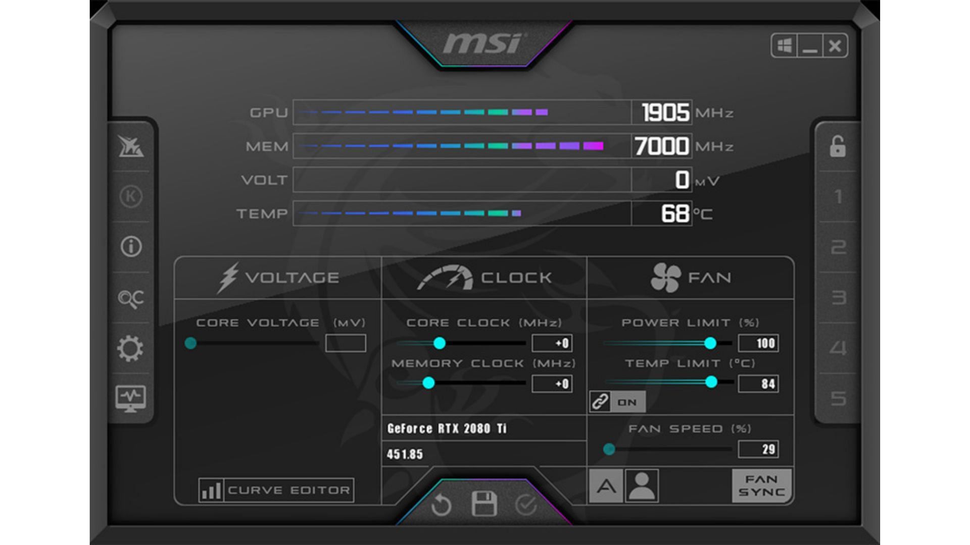 MSI Afterburner (Image via MSI)