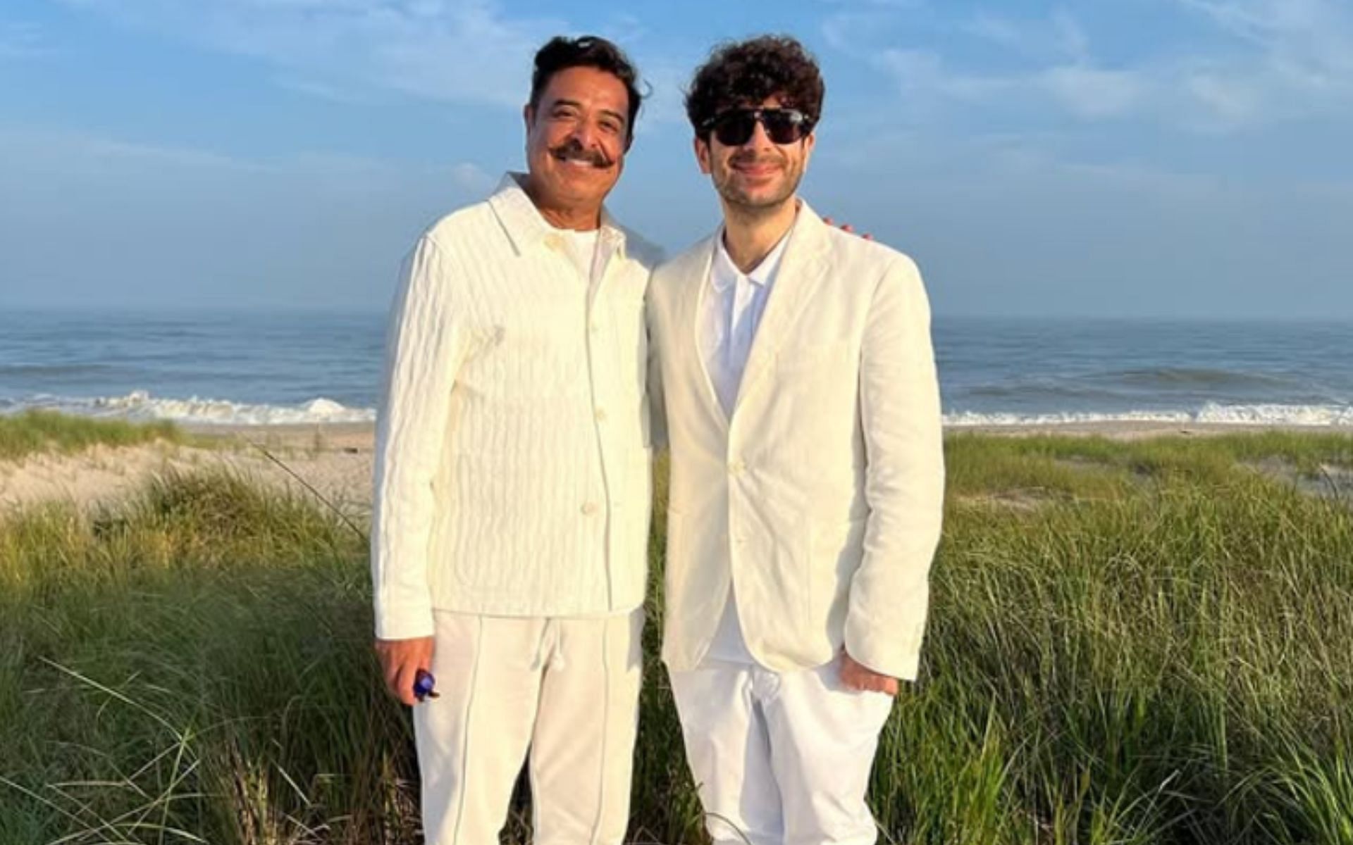 Tony Khan with his father, Shahid Khan at a personal event last year (Image Credit: Tony Khan