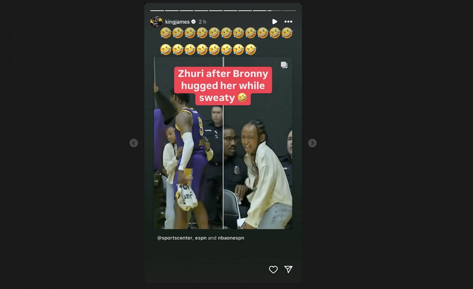 LeBron's reaction (IG)