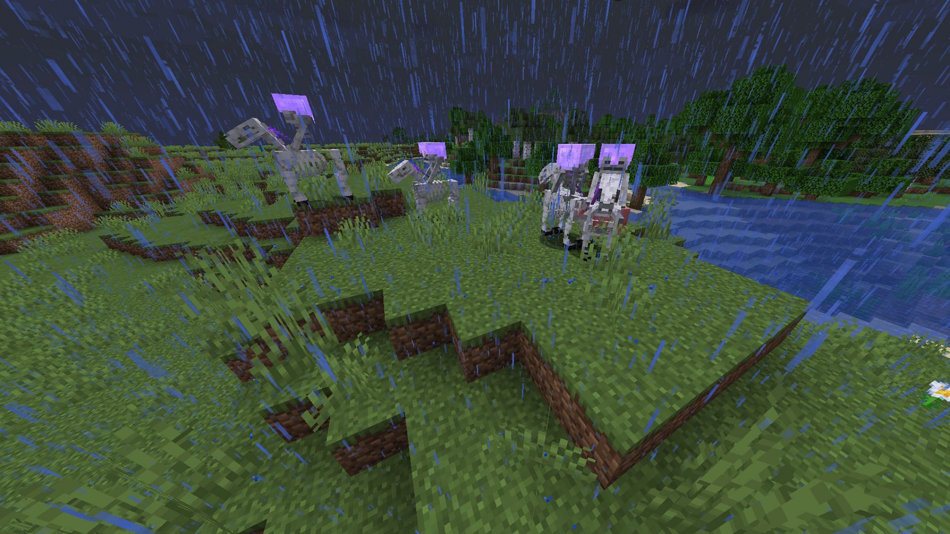 Skeleton trap is an event that traps players in a fight with four skeletons (Image via Minecraft Wiki)