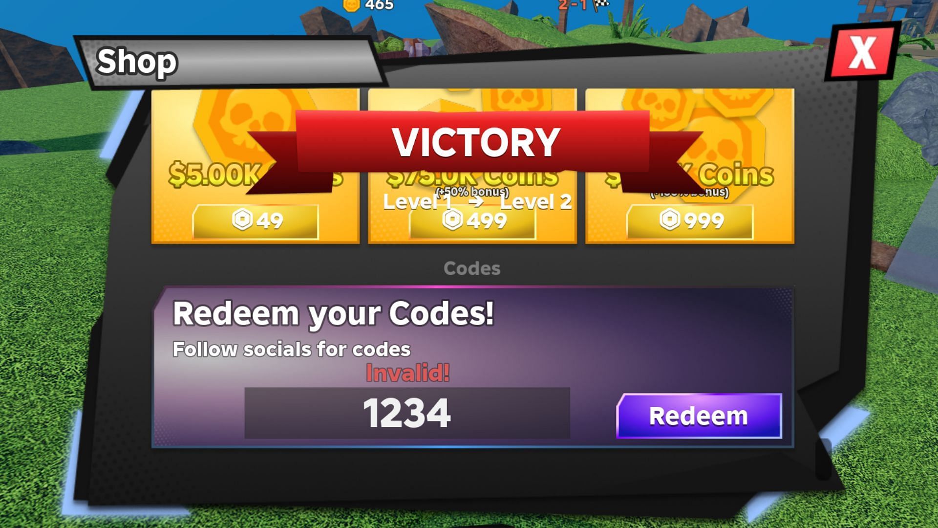 Tower Defense RNG invalid code issue (Image via Roblox)