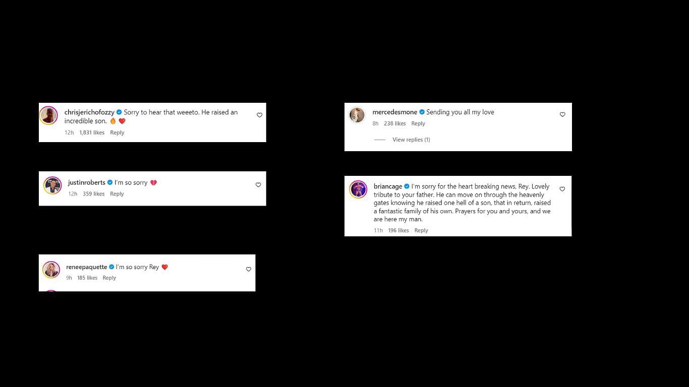 AEW stars react to the passing of Rey Mysterio&#039;s father [Screenshot from the post&#039;s comments section]