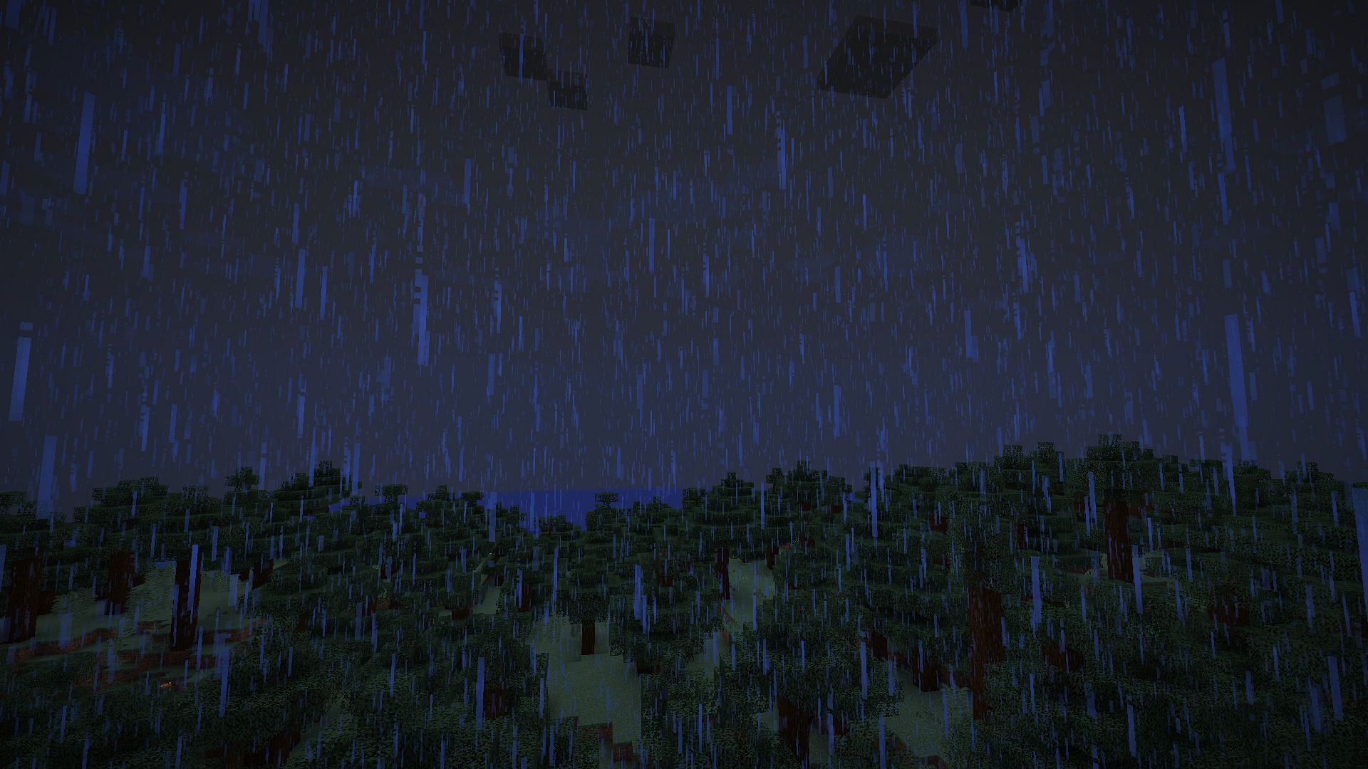 The light level is lower than during rain during thunderstorms (Image via Mojang Studios)