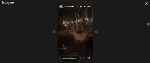 Claire Kittle IG story in jacuzzi