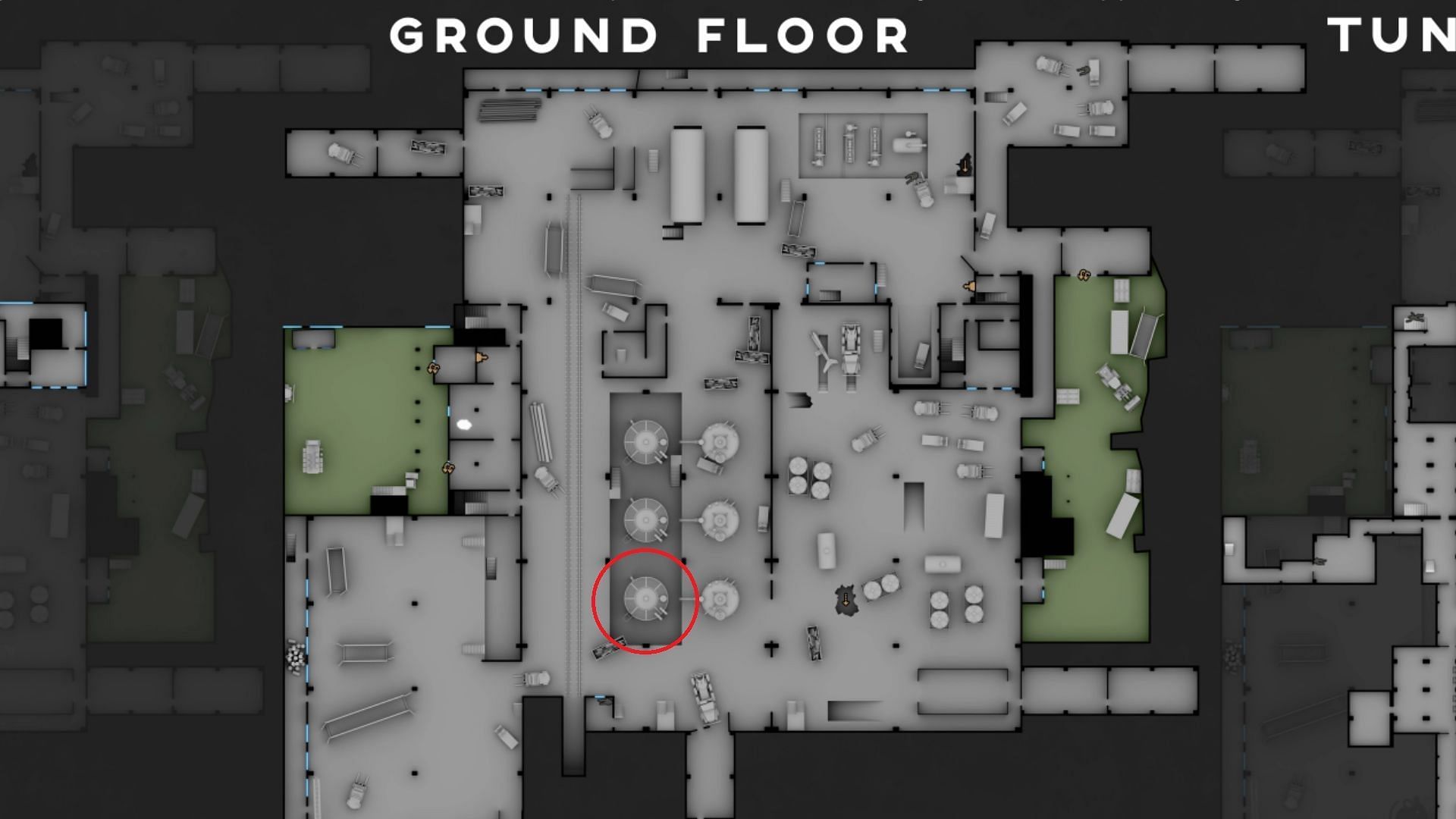 Location of the damaged tank in Factory (Image via Battlestate Games II Tarkov Wiki)