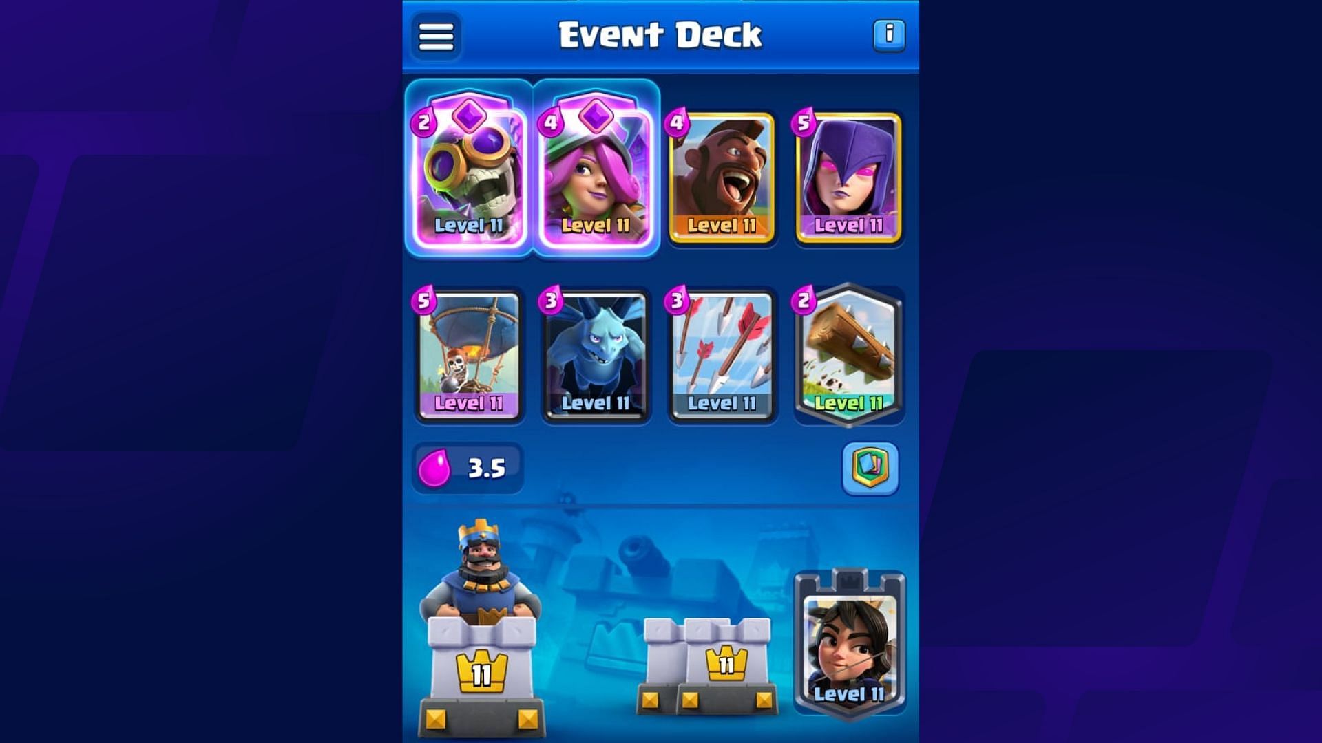 Clash Royale Bomber Musketeer Witch Hog deck (Image via Supercell)