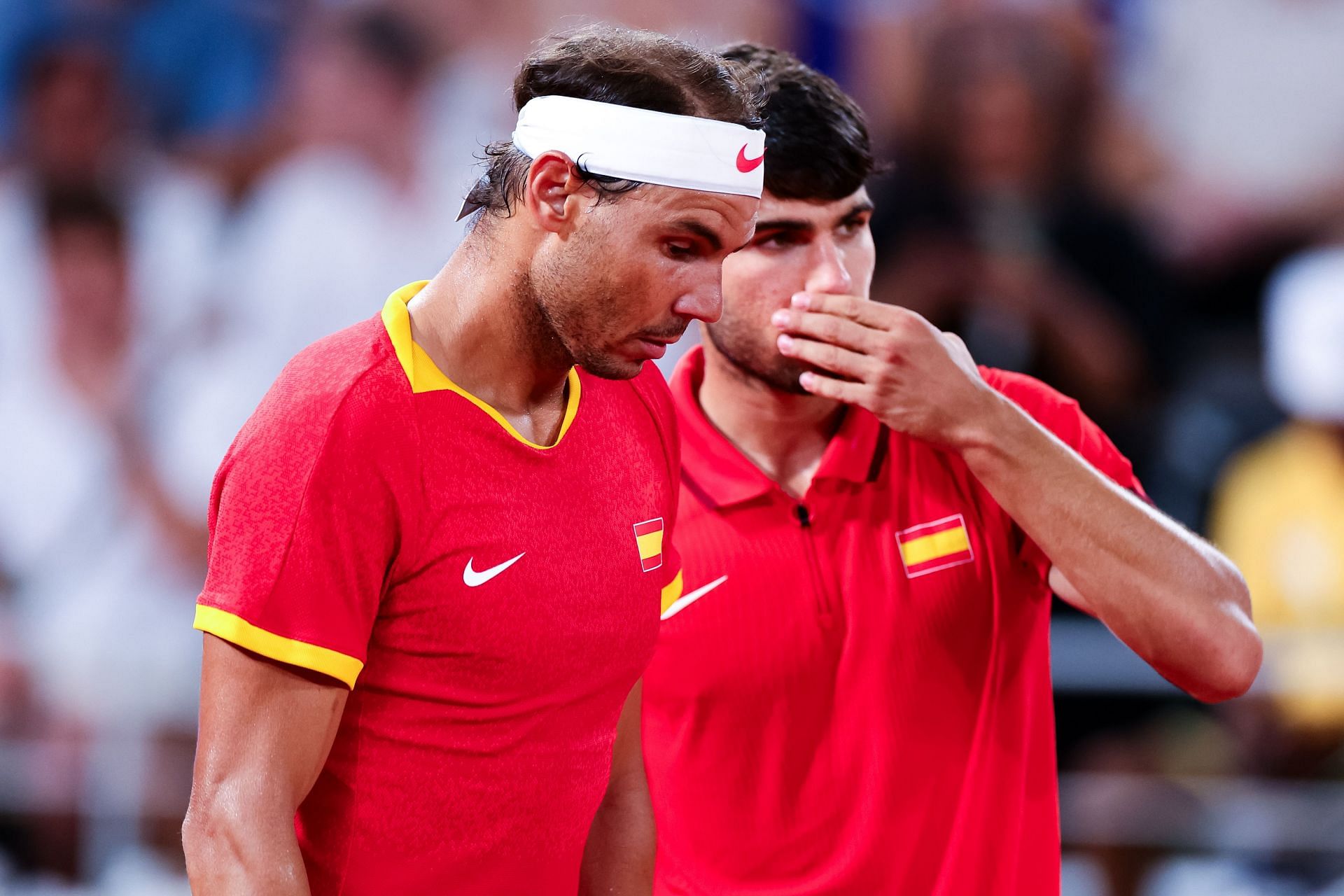 Rafael Nadal and Carlos Alcaraz at the 2024 Paris Olympics. Image: Getty