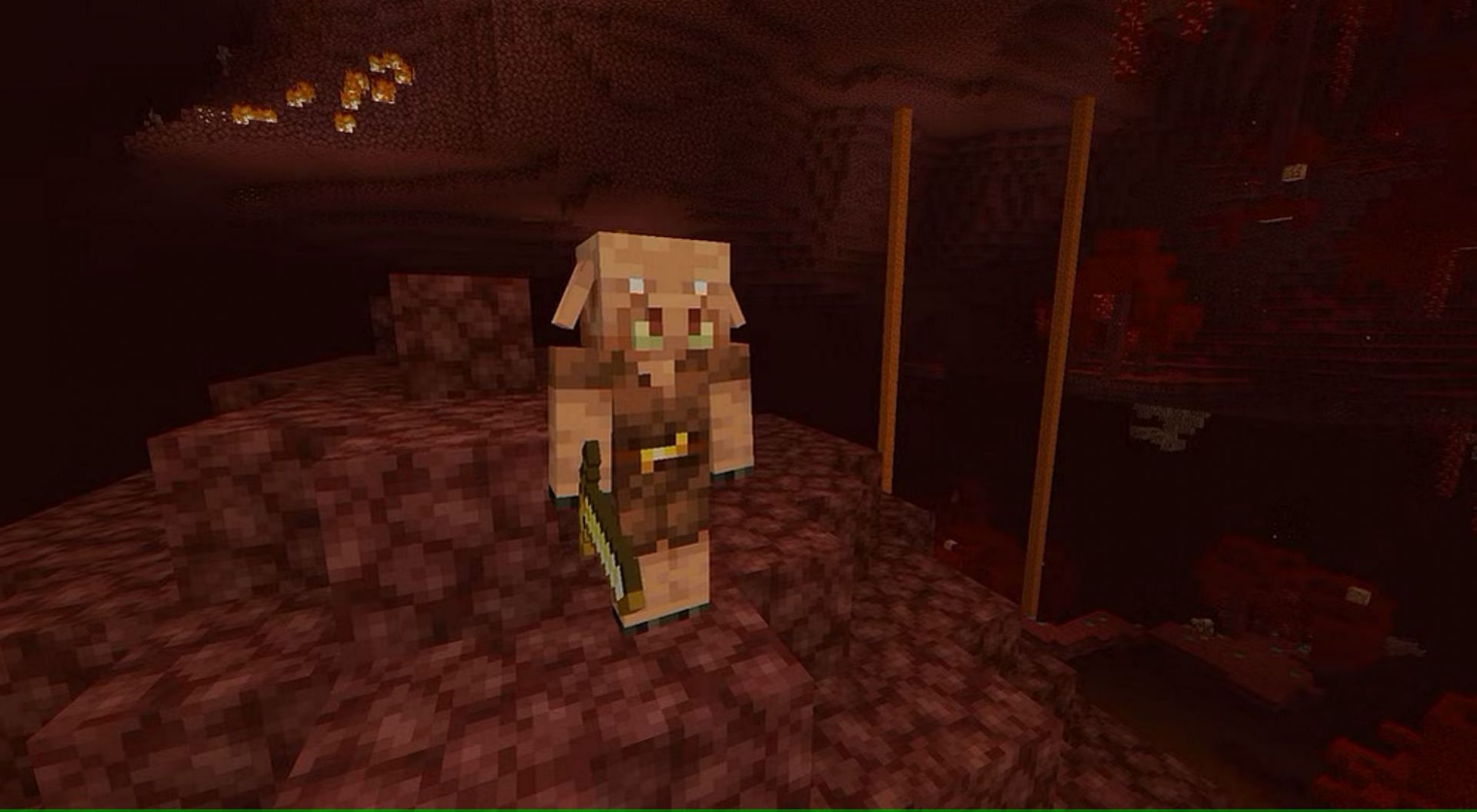 Players can barter with piglins using gold ingots (Image via Mojang Studios)