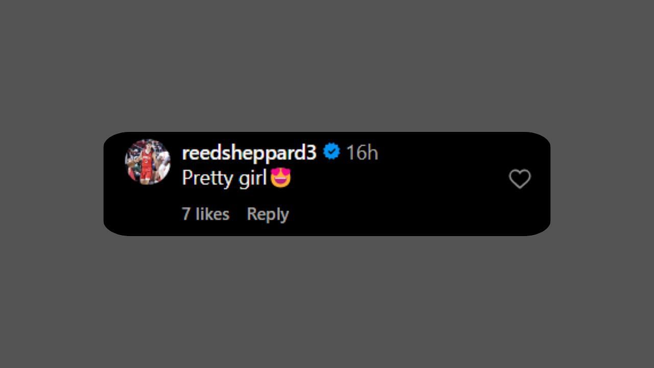 Reed Sheppard reacts to his girlfriend&#039;s IG post. (Credits: @braydizney/Instagram)