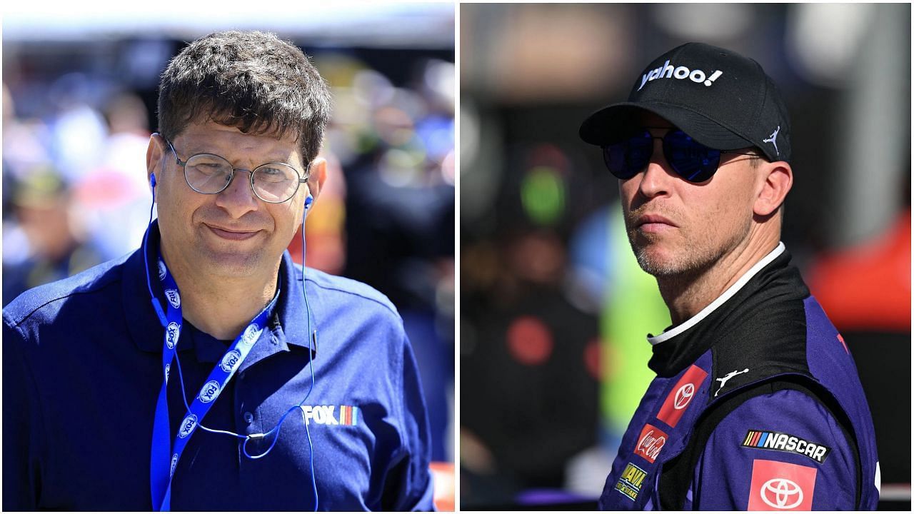 FOX journalist Bob Pockrass (L) reacted to 23XI Racing not appealing NASCAR&rsquo;s decision to penalize Bubba Wallace; Denny Hamlin, co-owner of 23XI Racing (R) (Getty)