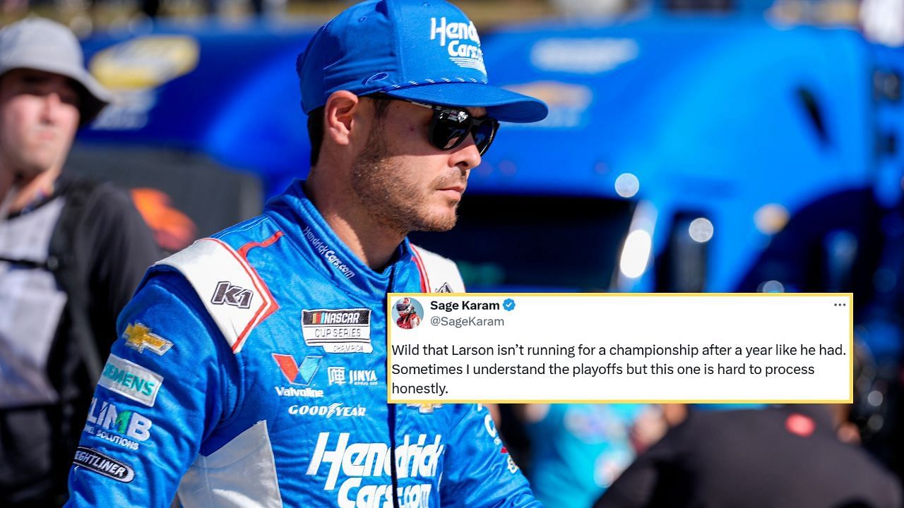 NASCAR Xfinity driver, Sage Karam reacts to Kyle Larson