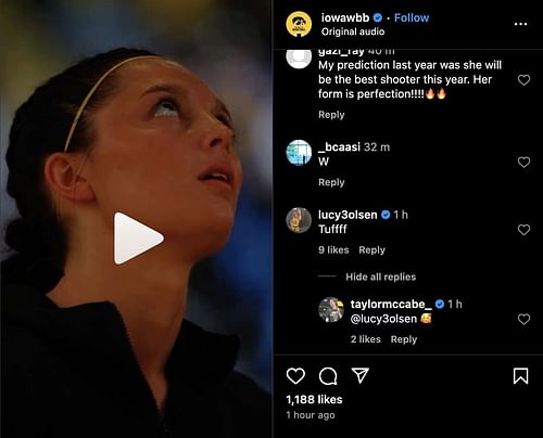 Lucy Olsen's comment (Credits: Instagram/@iowawbb)