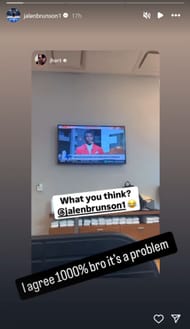 Brunson reacts to Hart on Instagram (Credit: Jalen Brunson's IG)
