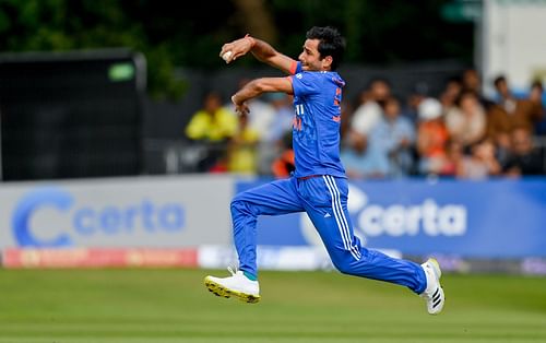 Ravi Bishnoi dismissed Patrick Kruger, Marco Jansen, and Andile Simelane. [P/C: Getty]