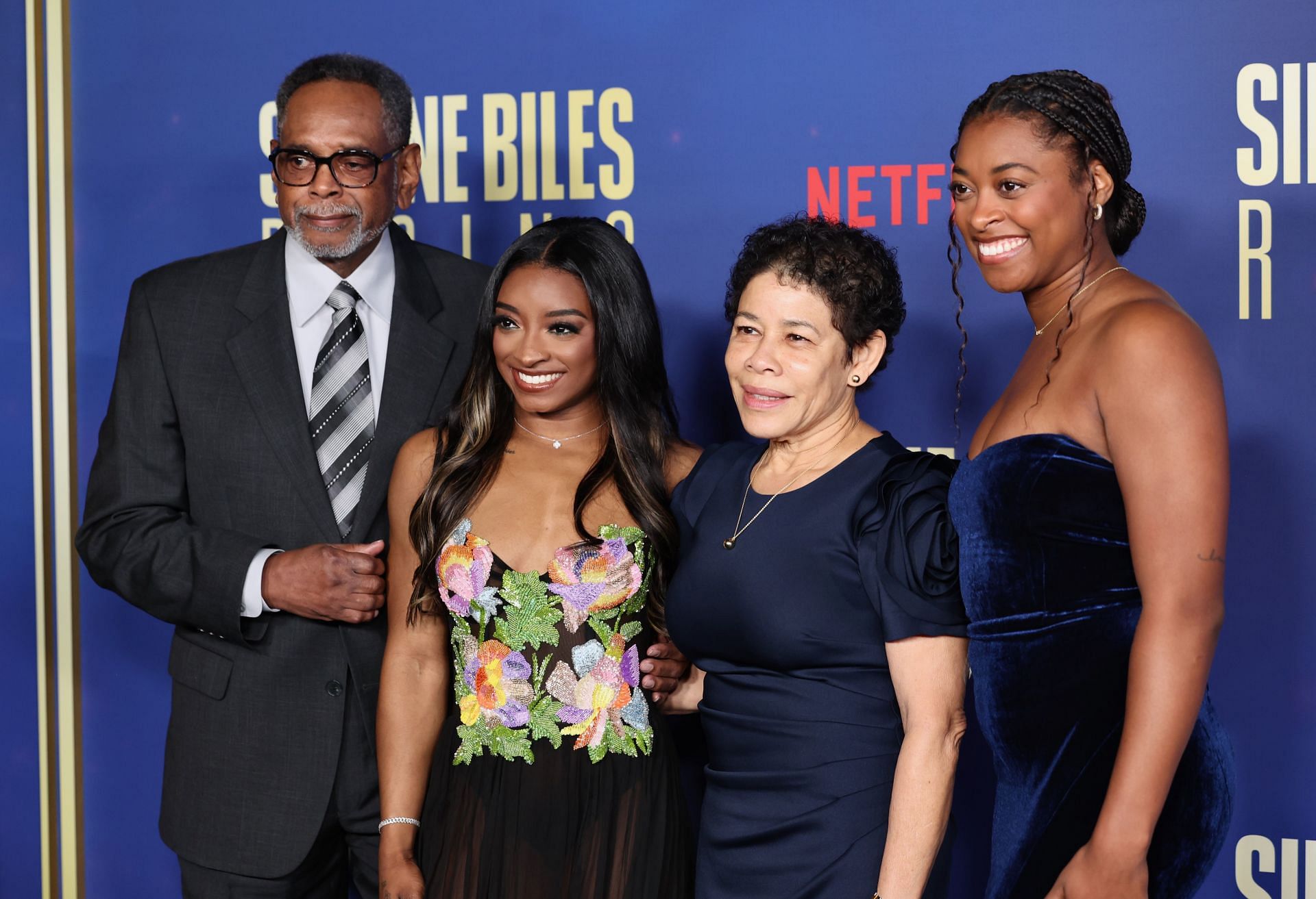 Los Angeles Premiere Of Netflix&#039;s &quot;Simone Biles Rising: Part&quot;2&quot;&mdash;Simone Biles in attendance with her family (Source: Getty)