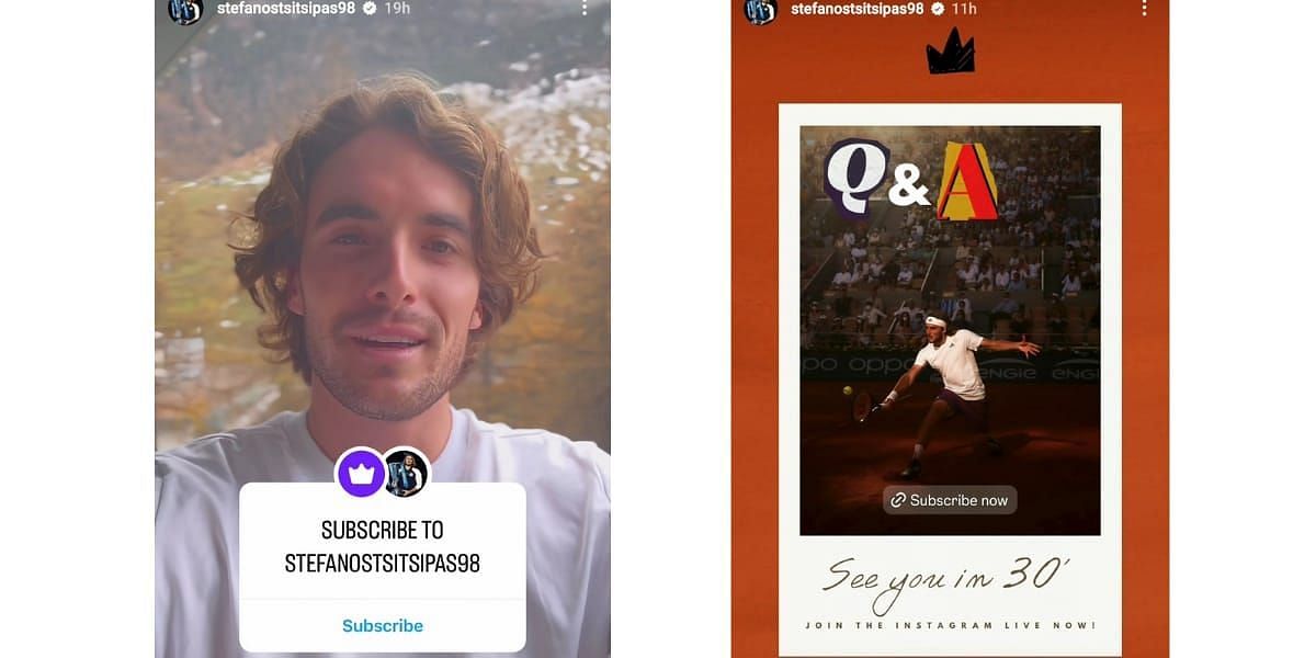 Stefanos Tsitsipas Instrgam stories.