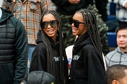 Photo: Diddy's daughters, the Combs Twins, strike a pose while cheering for the Sierra Canyon High School football team