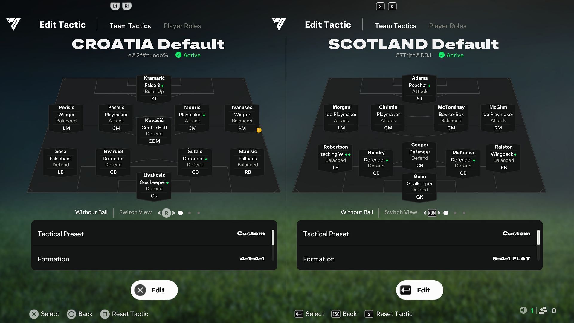 Croatia vs Scotland: Custom tactics (Image via EA)