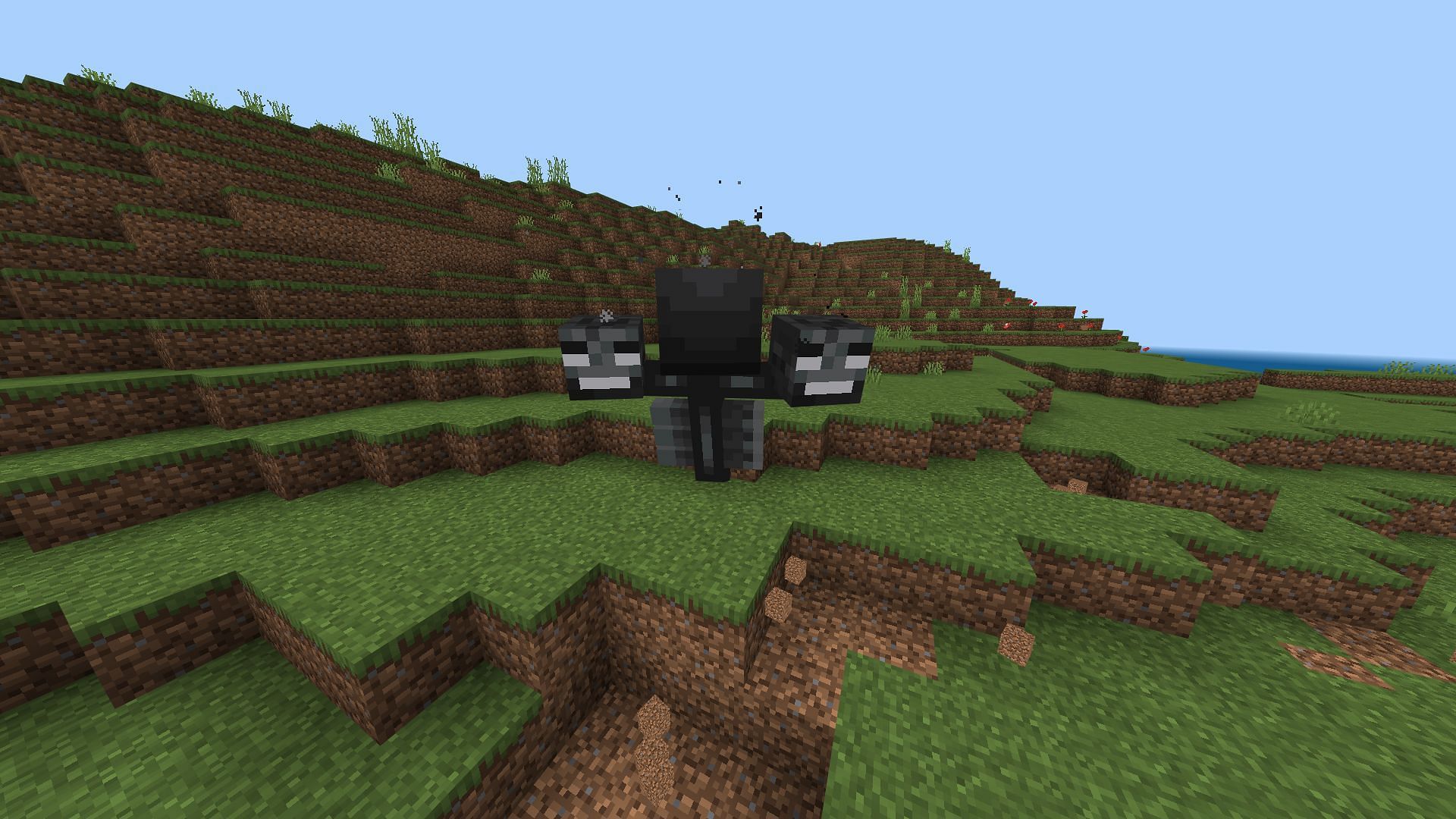 Wither boss mob is the strongest in Bedrock Edition&#039;s hard mode. (Image via Mojang Studios)