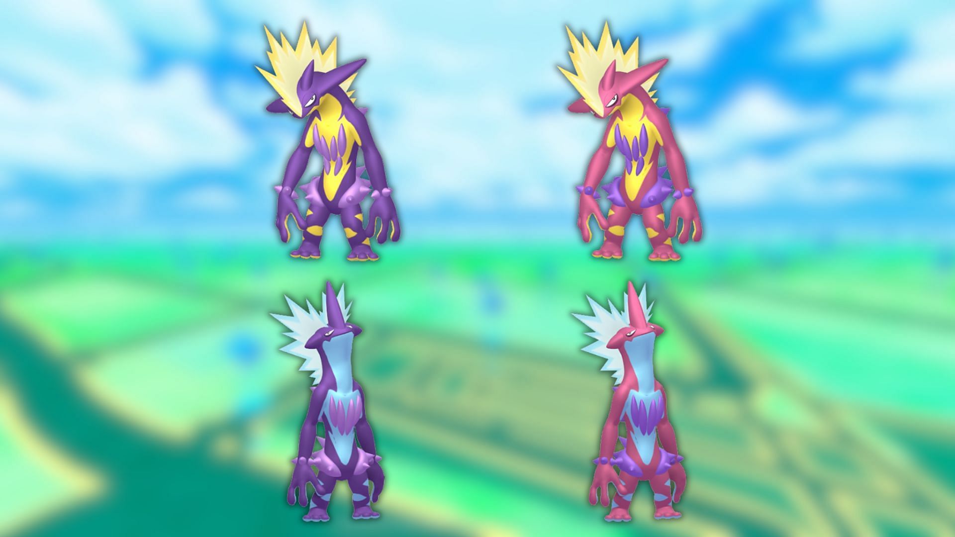 Toxtricity in both forms and their shiny variants (Image via The Pokemon Company)