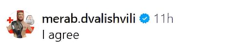 Merab Dvalishvili's reaction to @espnmma's Instagram post.