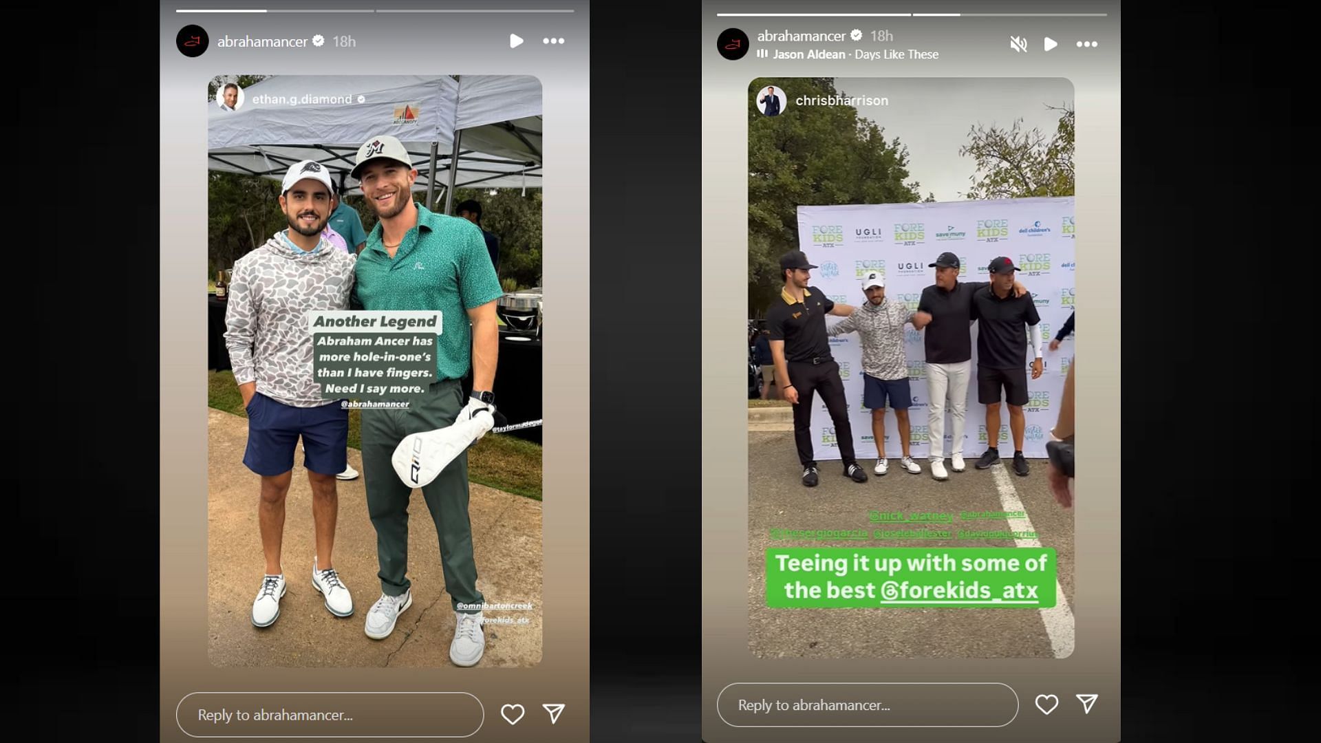 Screenshots of Abraham Ancer&#039;s Instagram Story (Images via @abrahamancer/Instagram)