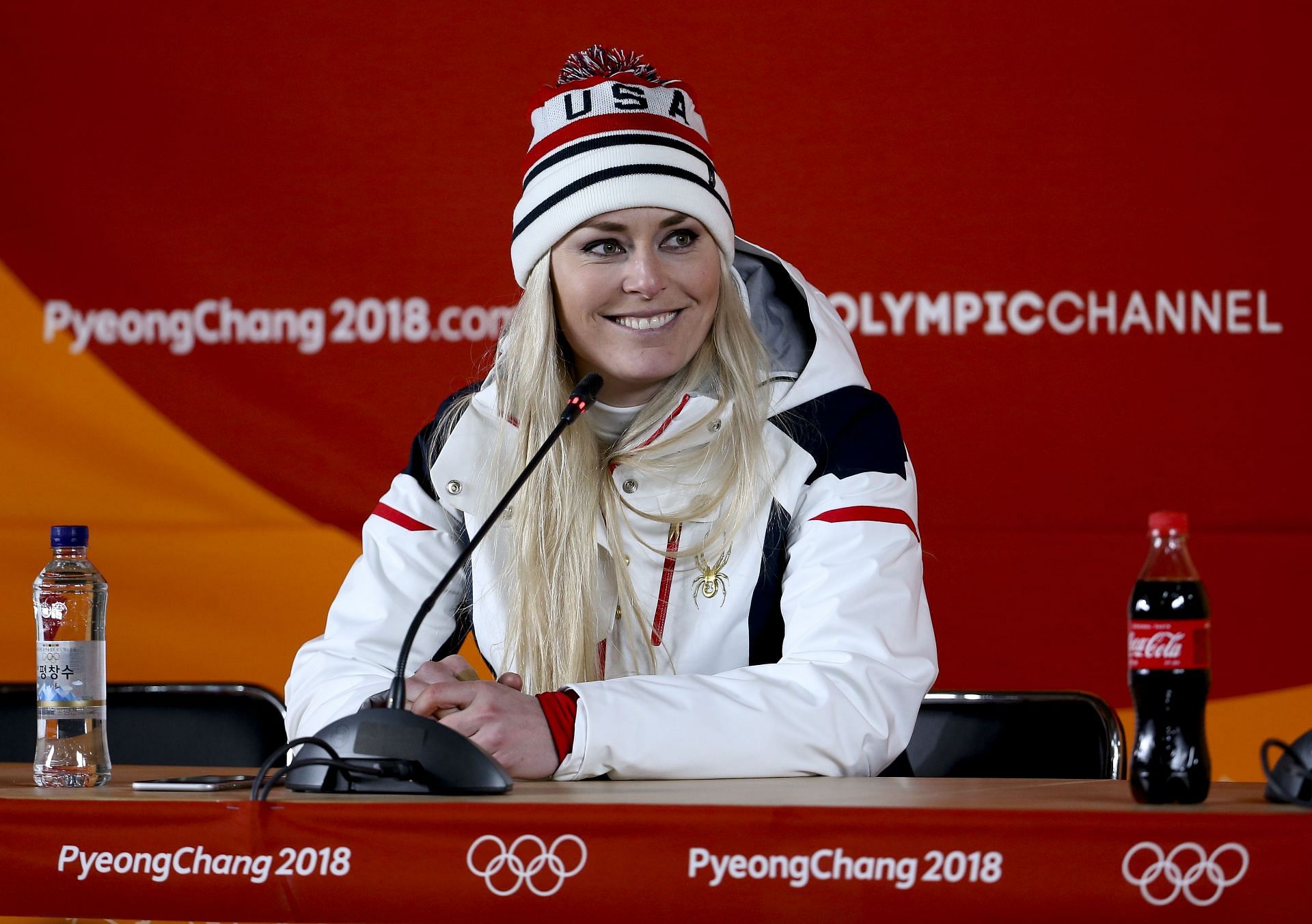 Lindsey Vonn during a press conference on the 12th day of the 2018 Winter Olympics in South Korea (Image via: Getty Images)