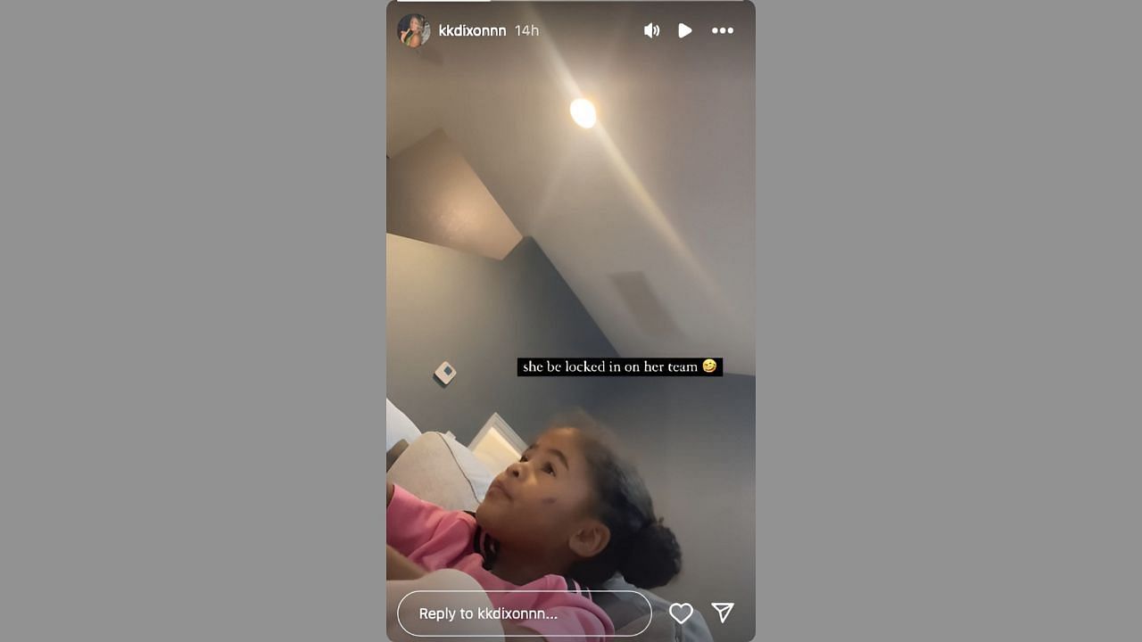 Dixon shares a video of her daughter watching her father play on TV. (Credits: @kkdixonnn/Instagram)