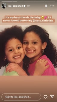 Lexie Gordon's IG story for sister Myra Gordon