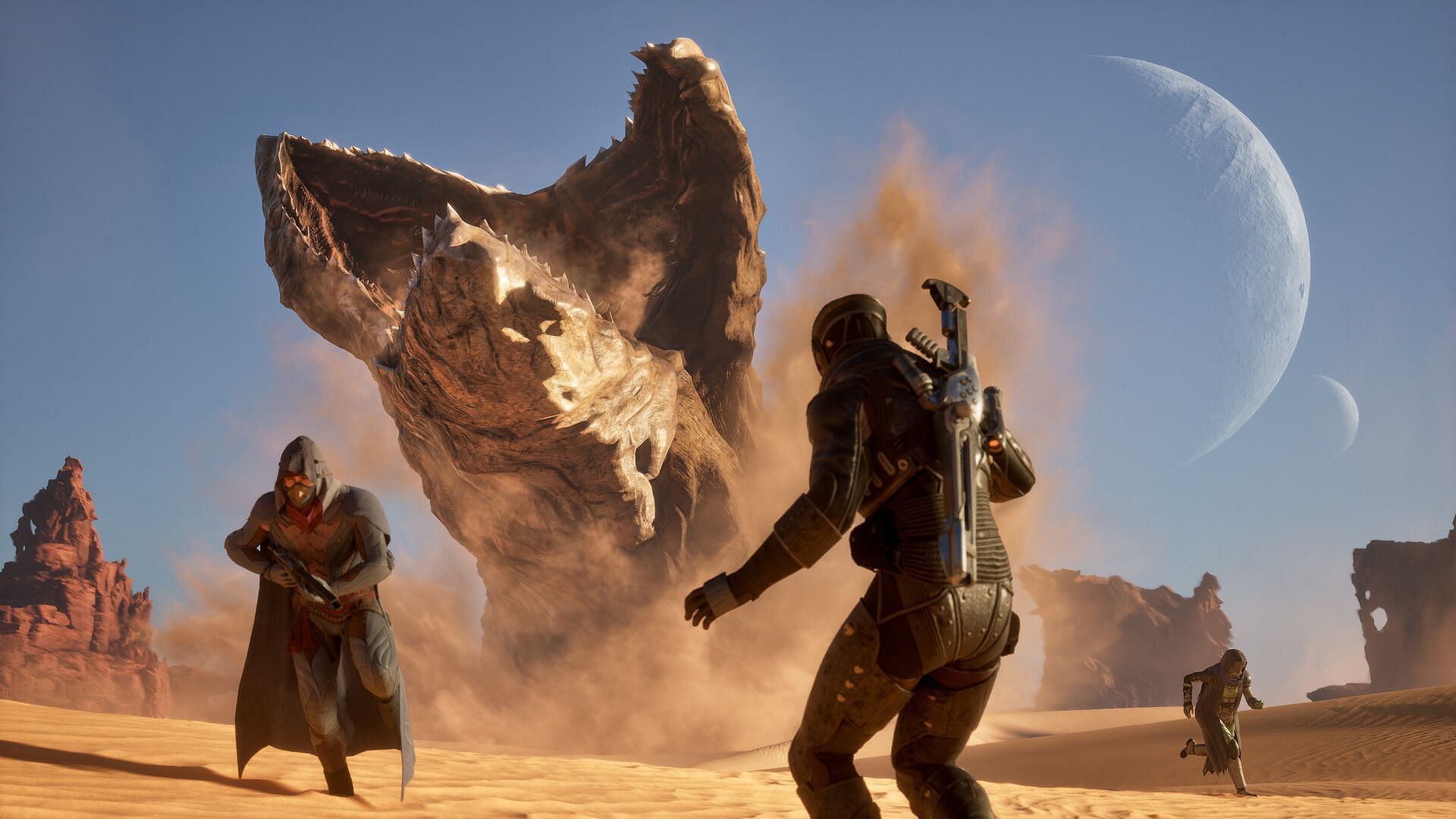 Encountering Shai-Hulud in Dune: Awakening (Image via Funcom)